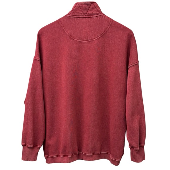 aerie snap oversized pullover, brick red, size small - Picture 2 of 11